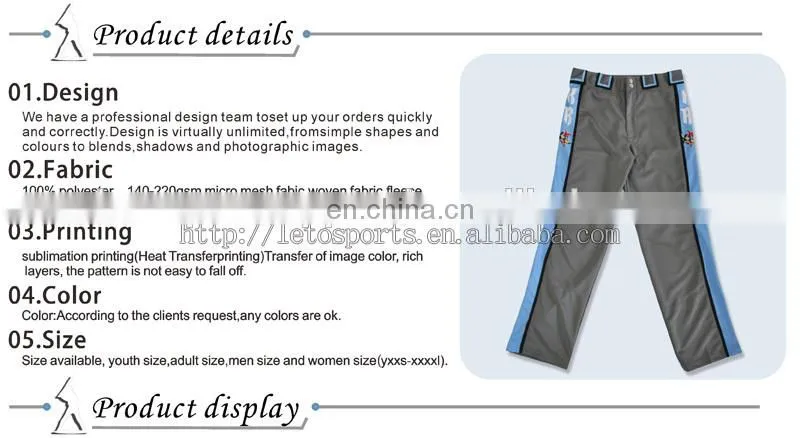 cusual printing training long sports baseball pants/colorful fashion baseball trousers wear
