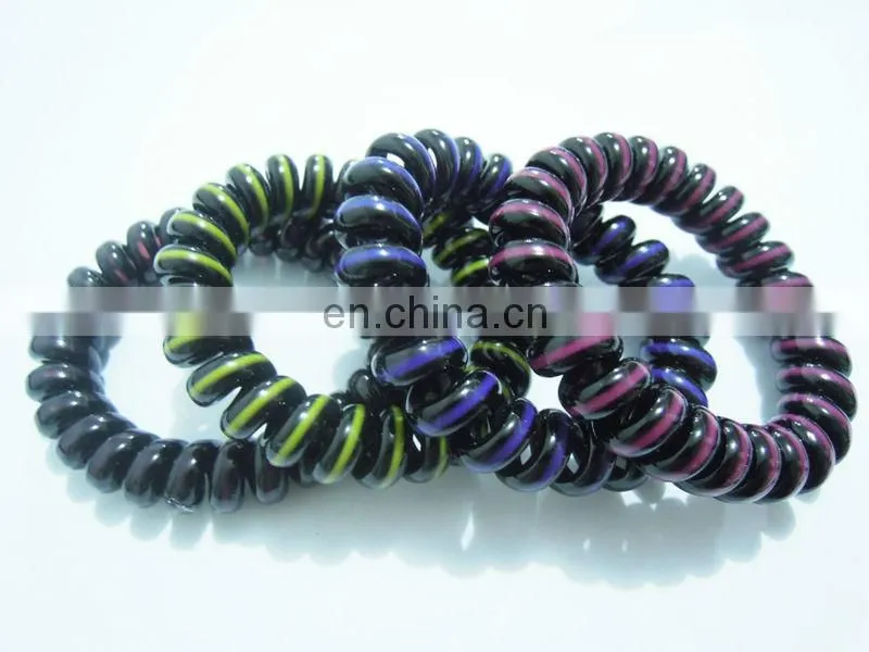 Wholesale Stripe Telephone Wire Hair Tie for Women