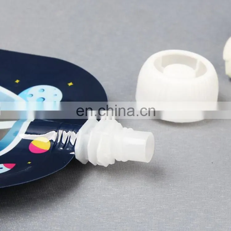 Customized Shape Reusable Stand up Juice/Milk Food Packaging Spout Pouch With Clear Window