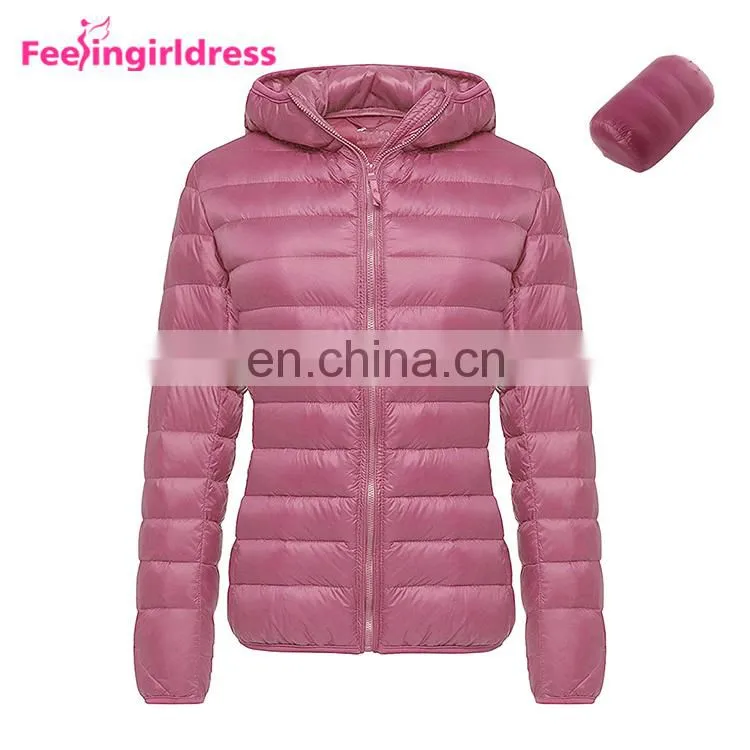 Best Selling Winter Ultra Light Red Women Goose Down Jacket For Winter