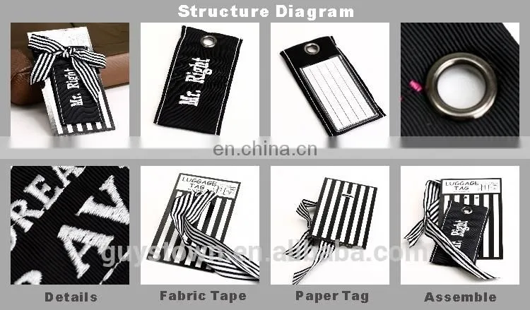 custom private design embroidery name luggage tag label string