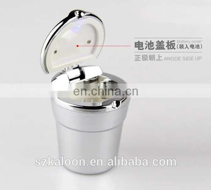 portable universal black/ white auto led lighted car ashtray