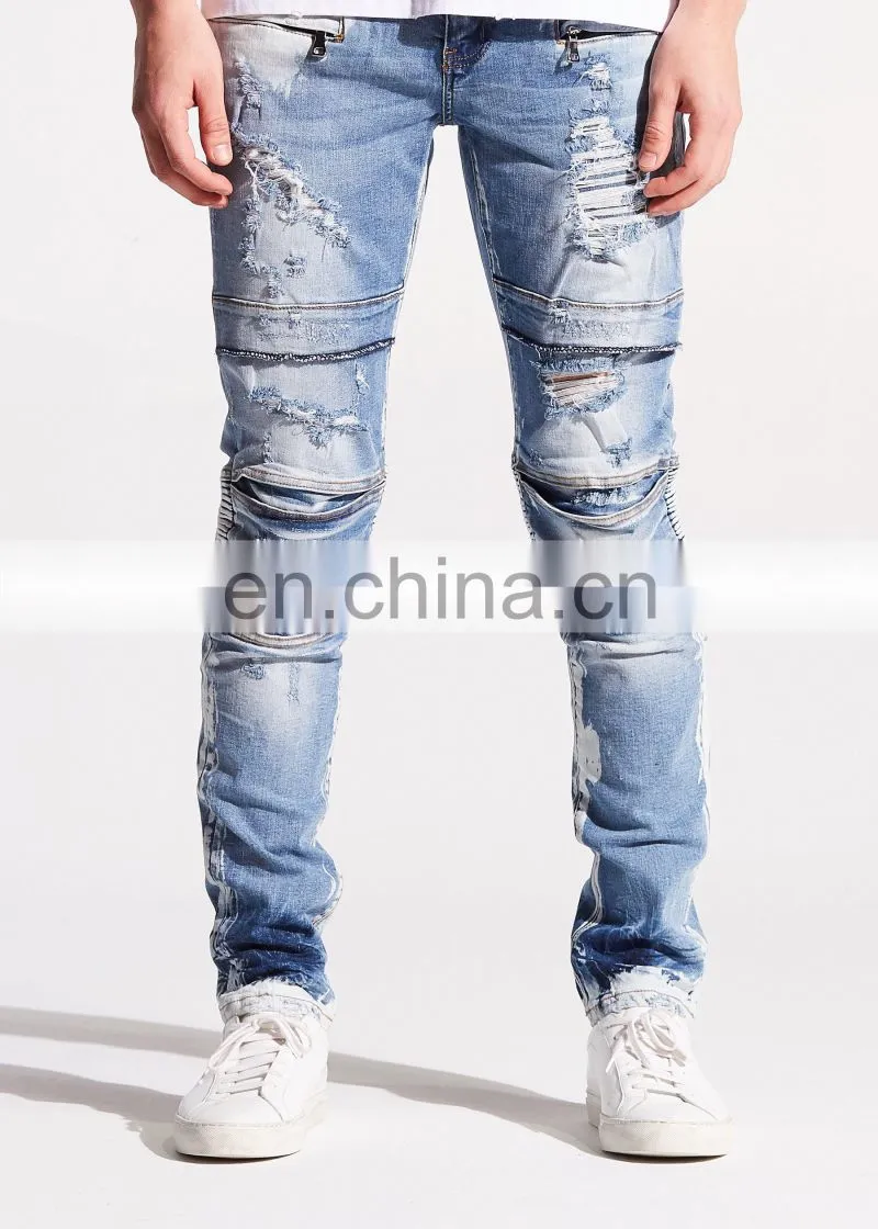 DiZNEW WHOLESALE BIKER DENIM OEM MENS JEANS SKINNY FOR MEN