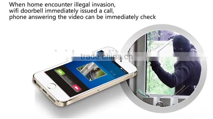 Smash hit video wireless door bell with 110 degree angle lens,supports wifi remote viewing and answering via app on smartphone