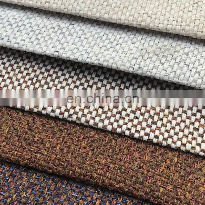 New coarse linen yarn-dyed sofa fabric imitation cotton linen interwoven plain weave small fresh pillow cloth cushion cloth