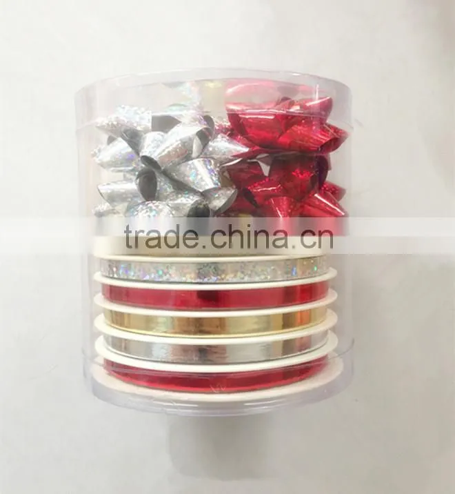 metallic decoration ribbon set:ribbon egg and star bow for Christmas, party, holiday