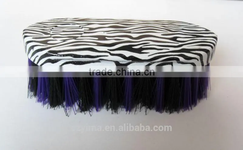 zebra pattern horse dandy brush with white & purple bristle