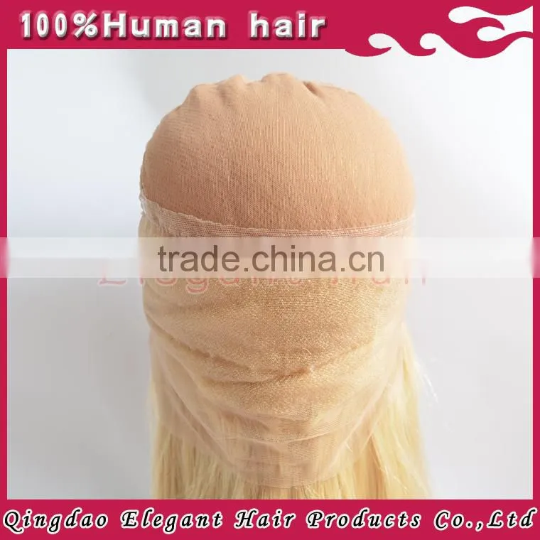 2015 Qingdao new high quality human hair lace wigs blonde
