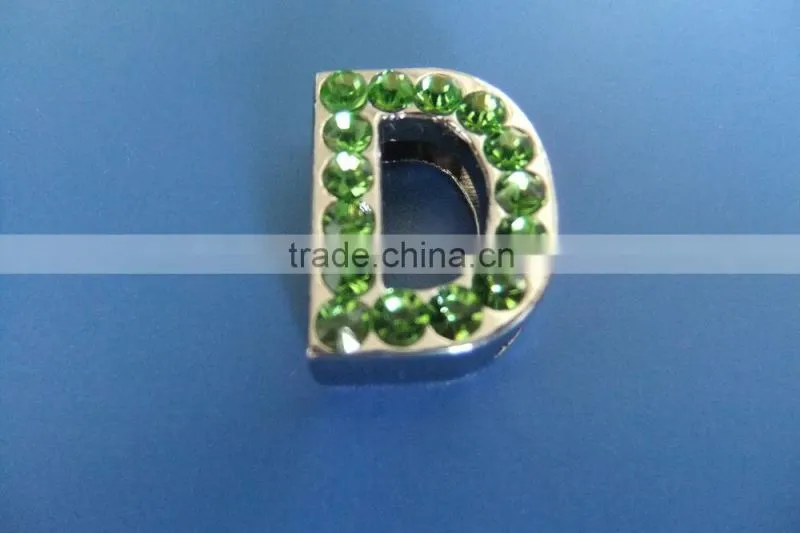 18mm Slide Letters with Green Rhinestone