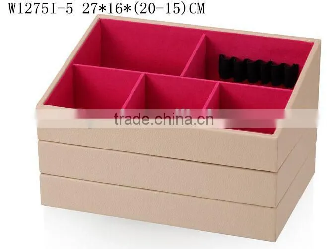 W1275I-4 Wholesale Alibaba Slope Style Cosmetic Storage Box Stackable Wooden Jewelry Display