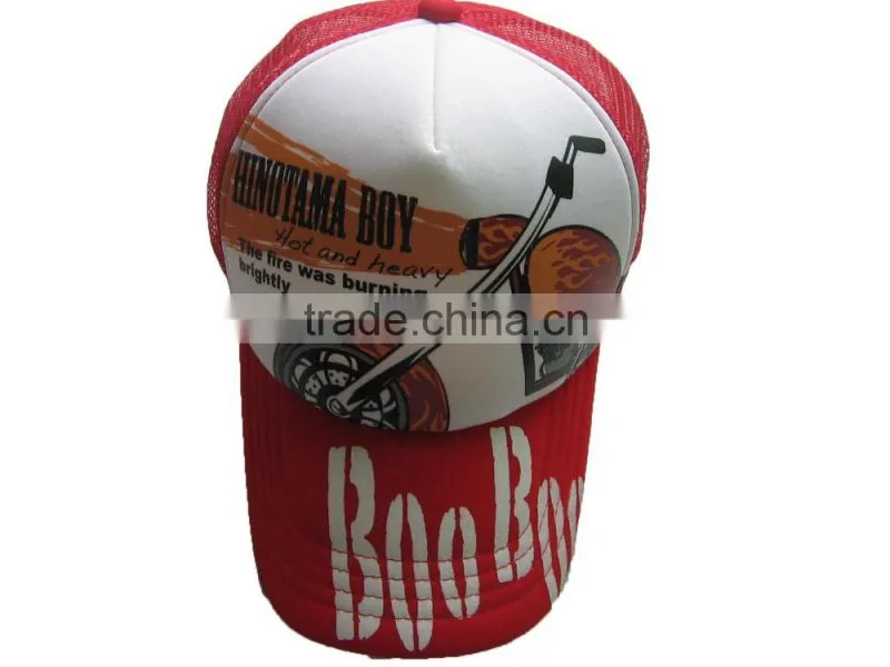 Custom foam fabric cartoon printed mesh trucker caps