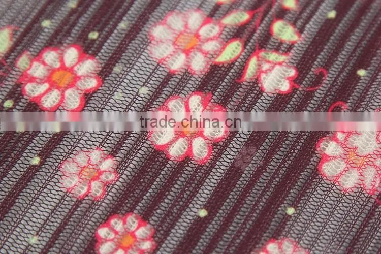 Bulk top quality 100%polyerster print fluorescent yellow lace fabric