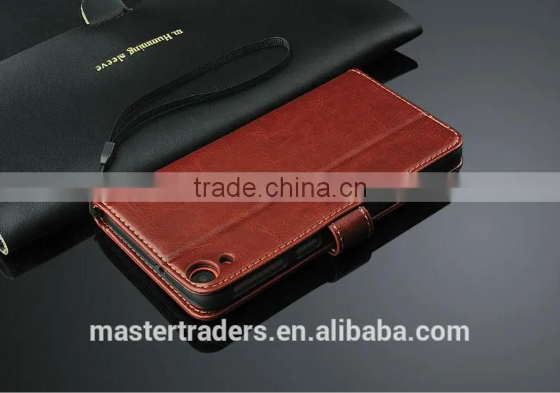 Original Fashion 64 Grain Stand Holder Wallet Flip PU Leather Case For HTC 820 MT-3099