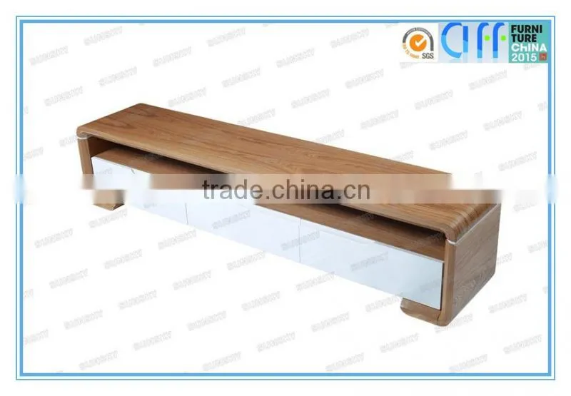 2015 lacquer plasma Natural venner white drawer MDF TV Stand1456F