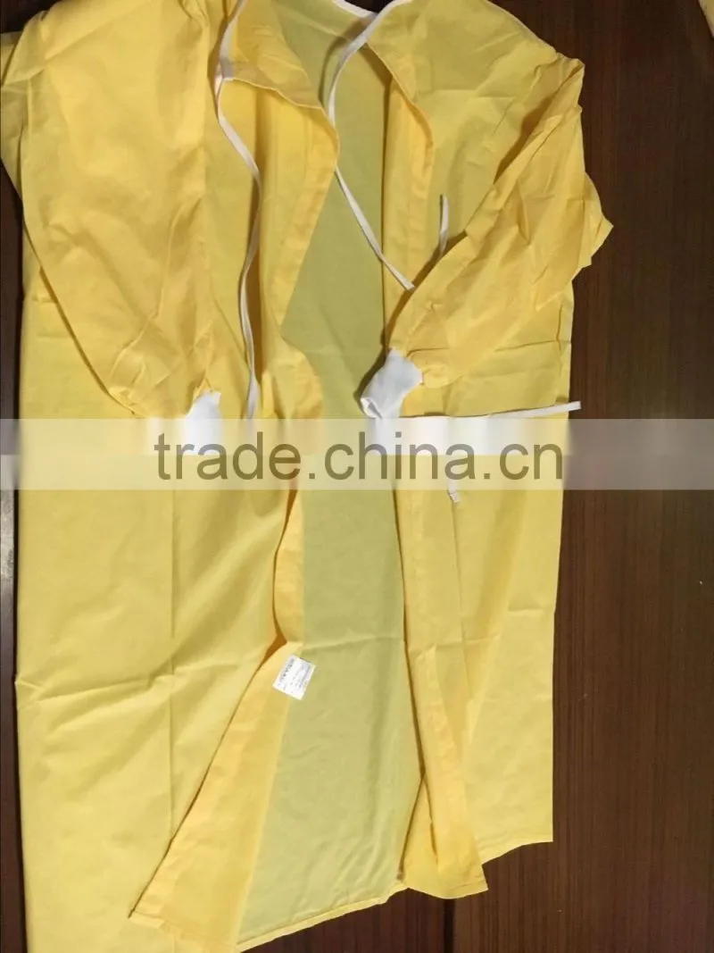 Disposable Yellow Isolation Gown with Knitted Cuff