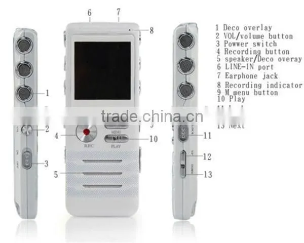 8G Mini hd digital voice recorder long distance noise cancelling audio recorder dictaphone with MP3 music player