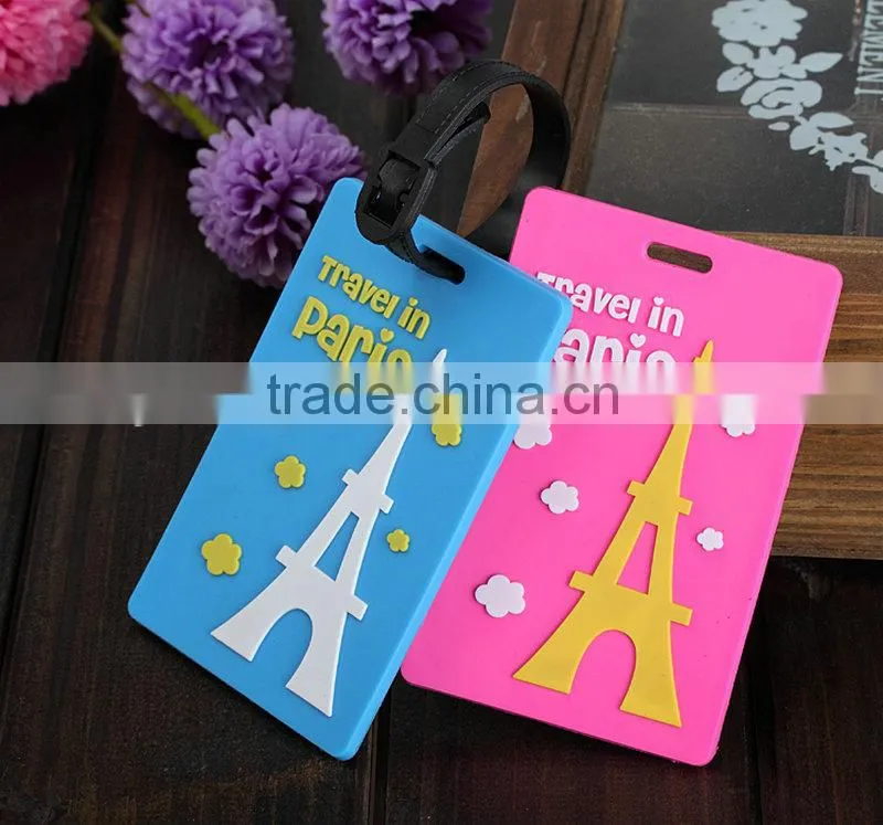 Custom design FDA Silicone embossed luggage tag blank name tag for promotion