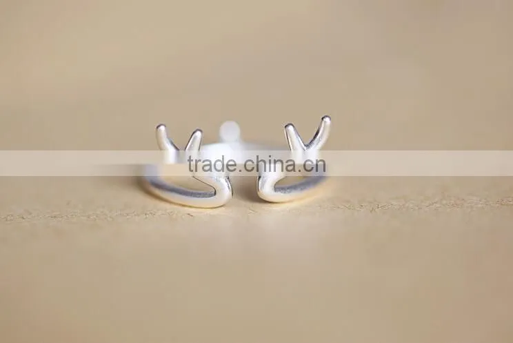 2015 tiny delicate adjustable 925 Sterling Silver deer antler ring