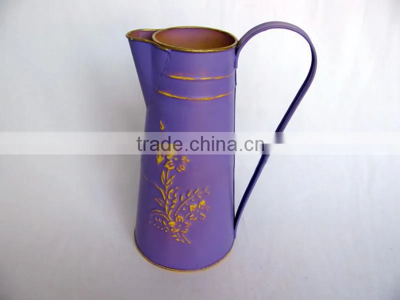Mediterranean style metal garden flower water pitcher
