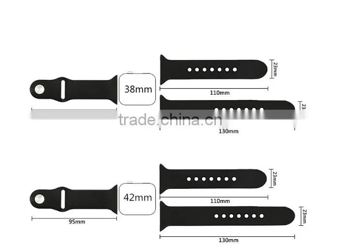 HOT Factory price 38mm/42mm Colorful Silicon Watch Strap for Apple Watch