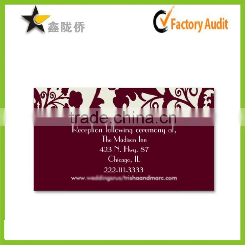 2015 New custom fancy paper marron business name card design