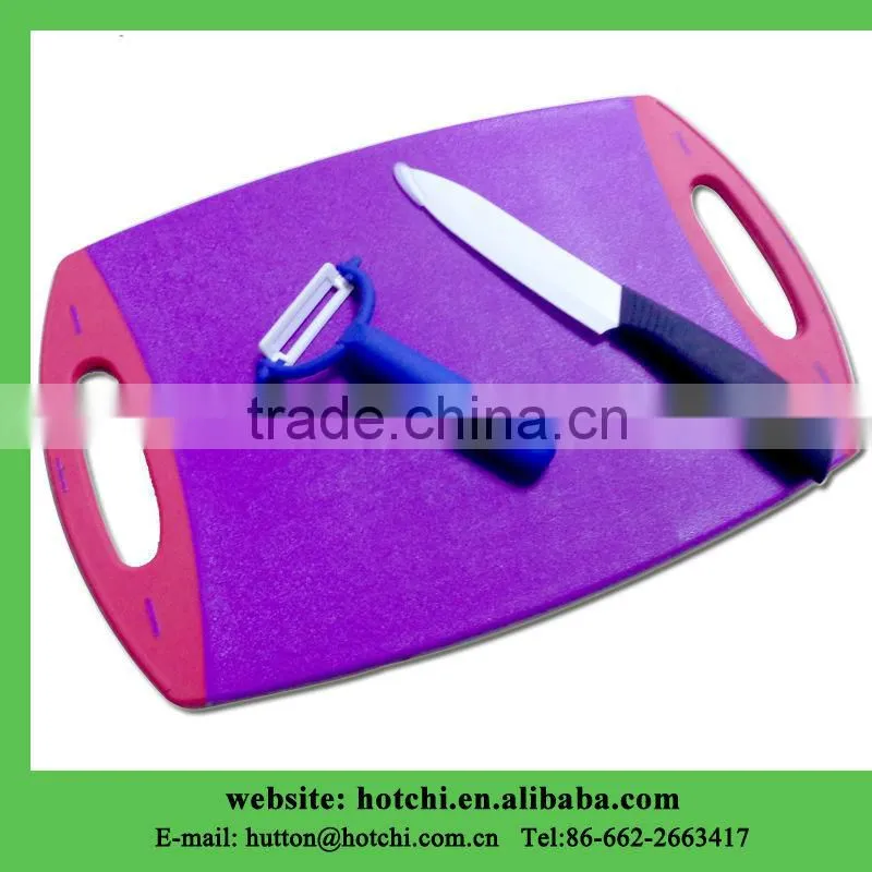 kitchen cutting board with 5" black ceramic knife