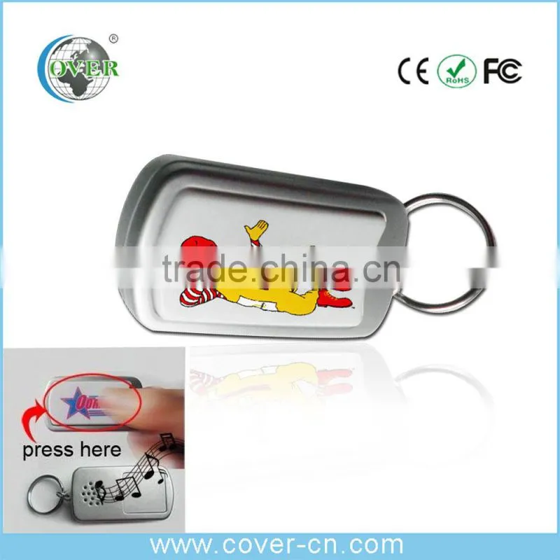 custom sound keychain/music note keychain/sound activated keychain