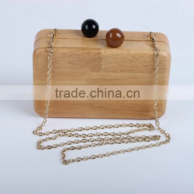 Girls Catwalks Funny Bag Wooden Jewelry Box Evening Bag Bridal Wood Clutch Bag Chain Shoulder Bag Mini Pouch Handbags