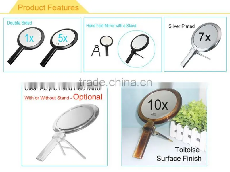 10x Handheld Makeup Mirror, Tabletop Hand makeup mirror,Black makeup hand mirror