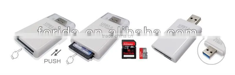 2013 Classic Push Style USB3.0 SD and TF card reader for laptop