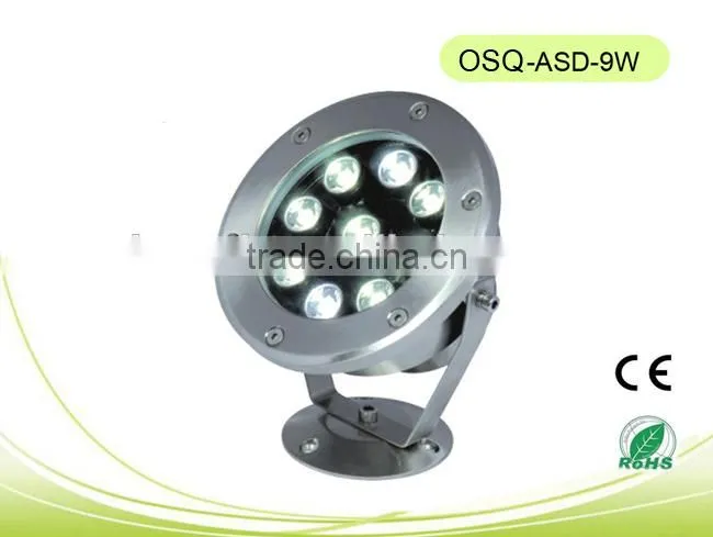 Hot sales CE/RoHS approval, IP68 waterproof outdoor with low priceLED Underwater Lamp 9W