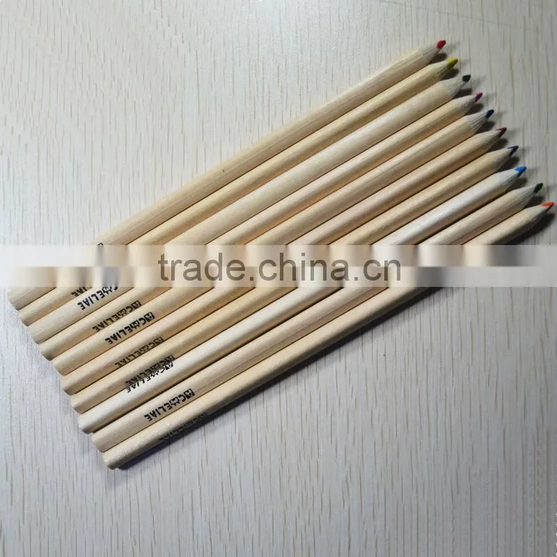 7" standard size triangular shape high quality 3.0mm color lead natural wood colored pencil