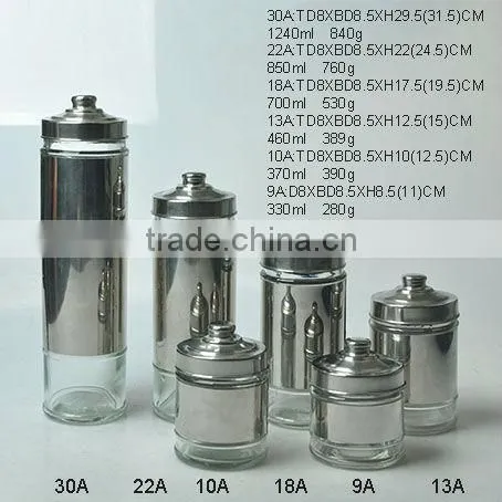 55ML glass canister with stainless steel coated glass for storage