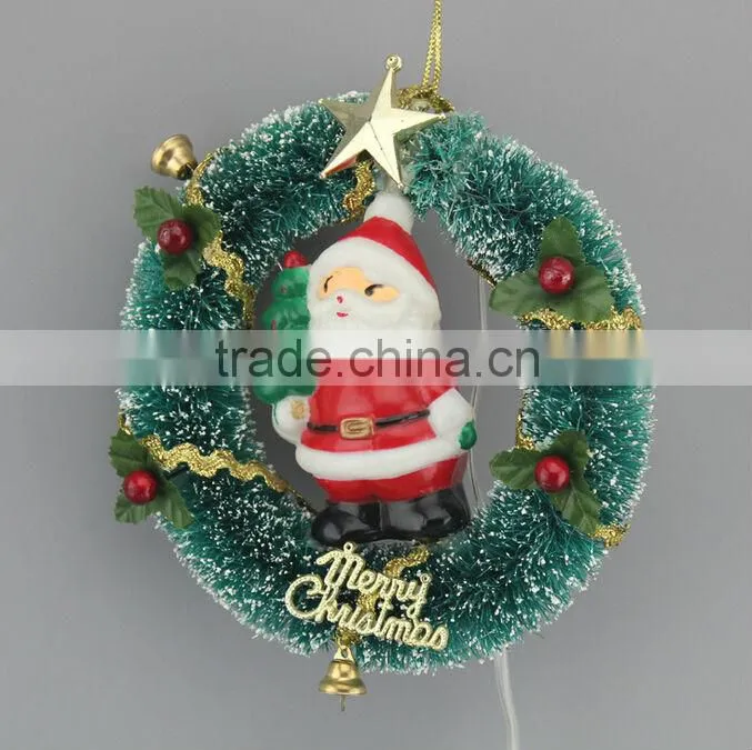 Premium 5" USB Merry Chirstmas Glowing LED Santa Clause Wreath with Suction Cup