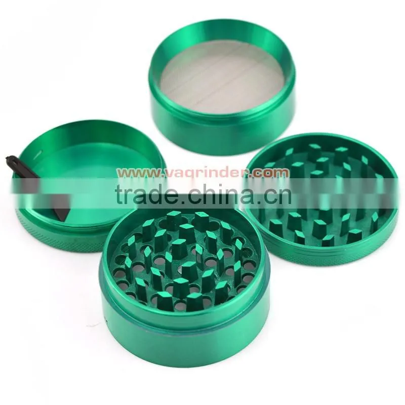 LARGE 4 Piece SMART CRUSHER ZINC ALLOY 2.2 INCH Tobacco, Spice Herb Grinder + POLLEN SCRAPPER