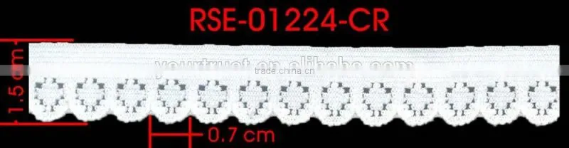 Width 1.5 Centimeter Plain White Stretch Trim Spandex Elastic Lace