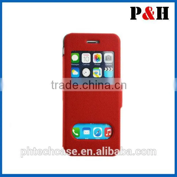 Multi-color leather case with window for iphone 6