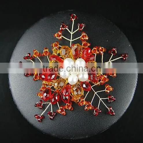 Natural freshwater pearl crystal handmade brooch