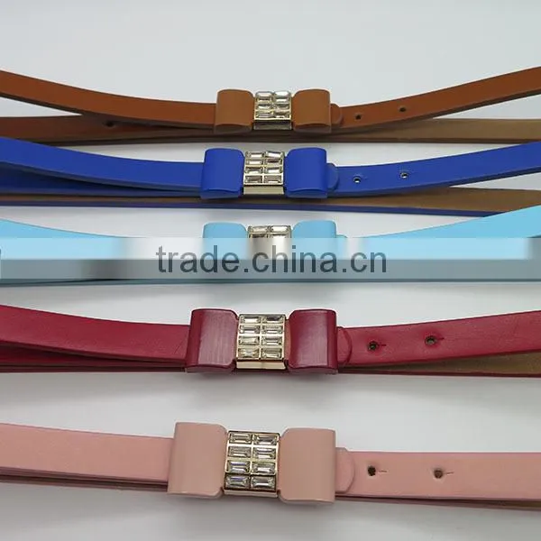 Candy color fashion skinny belt with glass for dress