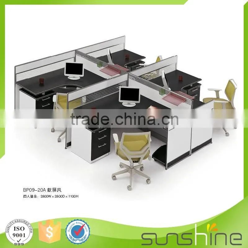 2016 latest design office workstations modular for 4 person with mobile pedestals