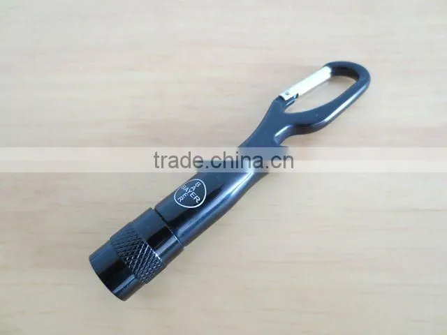 Aluminium mini carabiner LED Flashlight/Torch with rotating switch
