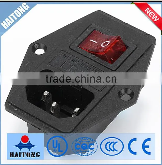 250V 3 inside pin AC socket with I/O switch waterproof receptacle