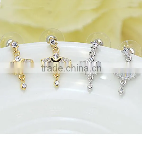 yiwu sector shaped small litter ballet girl earrings