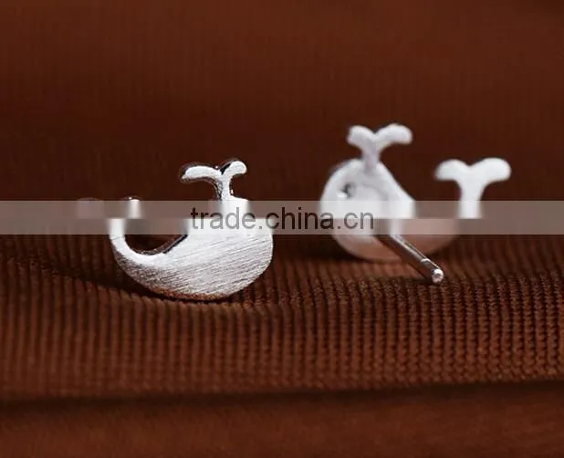 Fashion Women 18k White Gold Plated Crystal Zirconia Dolphins Earring