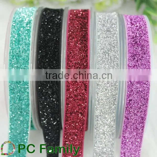 5/8" apple green Glitter Elastic Ribbon hairband DIY Ribbon