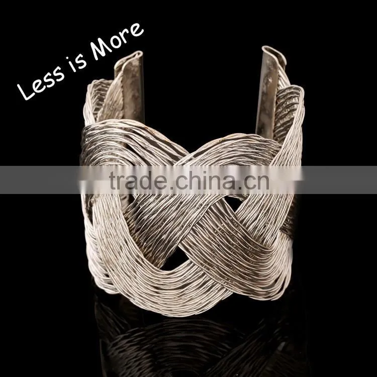 Matt Shiny Fashion Women Vintage Gold/Silver Plated Bangle Punk Cuff Bracelet Jewelry