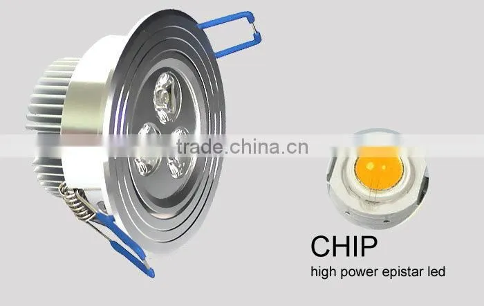 shenzhen factory 3w Epistar led High Power Ceiling Light energy saving AC100-240V 38degree