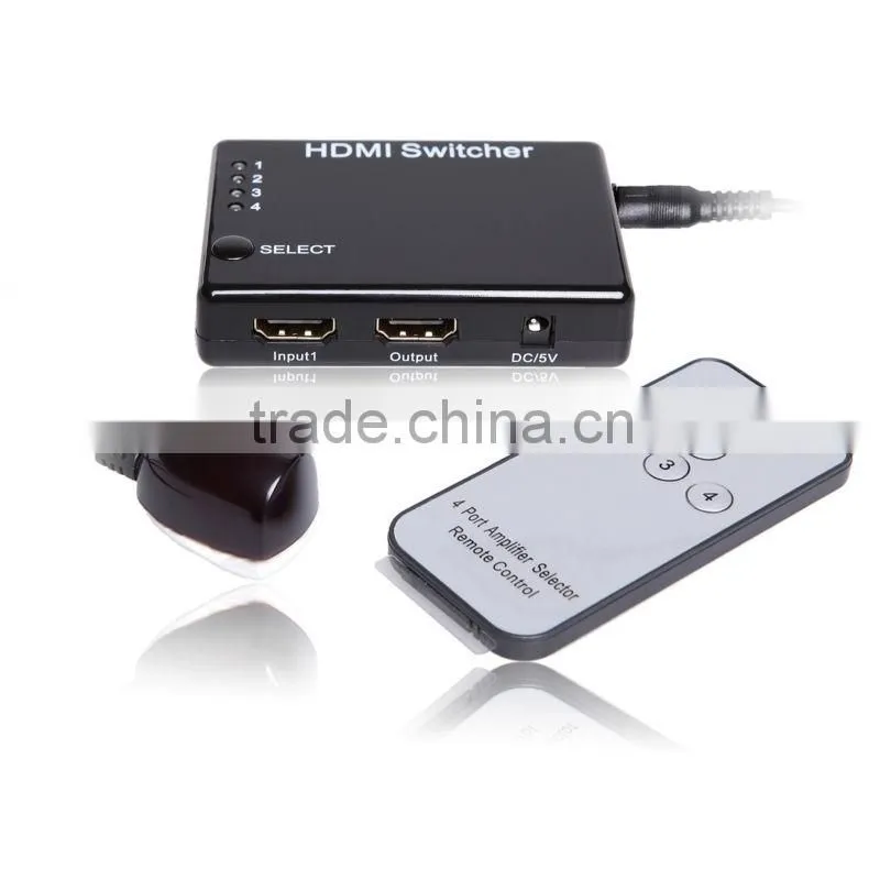 4 ways hdmi switch oem 4x1 hdmi switcher with IR Remote Support 3D 1080p used with android tv box
