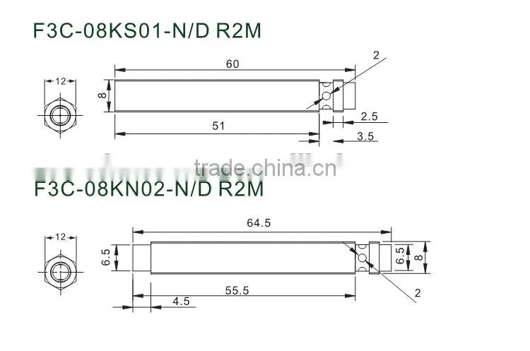 F3C-08 series M8 3-Wires Inductive Proximity Sensors, Connector Type, 360 degrees LED View