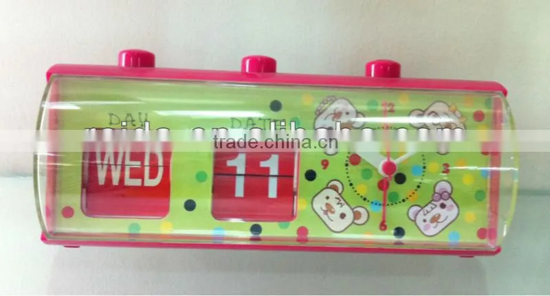 2013 new products platic desk/table alarm clock with calendar for promotion